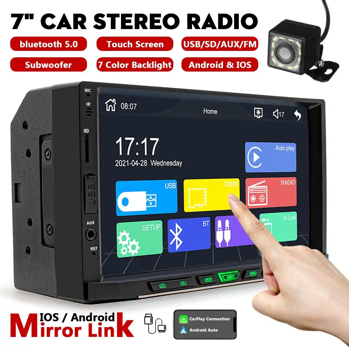 7" 2 Din bluetooth Carplay Car Stereo Radio Android Auto MP5 Video Player Colorful Touch Screen Stereo Audio+ Rear View Camera
7" 2 Din bluetooth Carplay Car Stereo Radio Android Auto MP5 Video Player Colorful Touch Screen Stereo Audio+ Rear View Camera