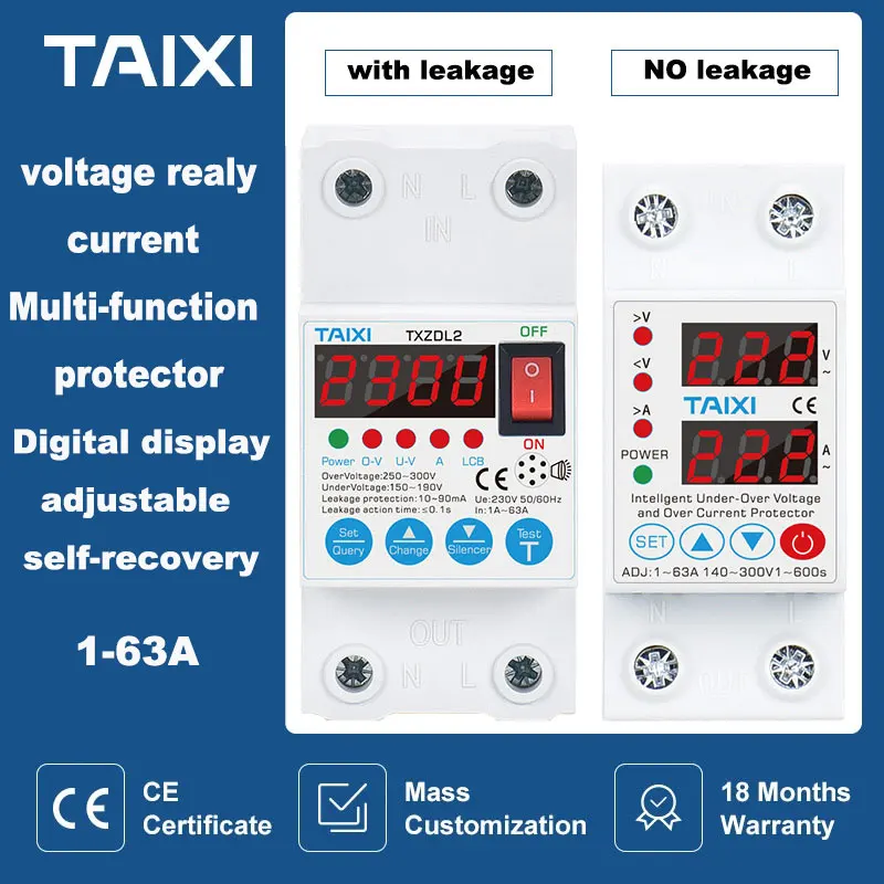 DIN Rail Recovery Time Voltage Relay 220V Protector Over Voltage and Under Voltage Protection Circuit Breaker With Leakage MCB
DIN Rail Recovery Time Voltage Relay 220V Protector Over Voltage and Under Voltage Protection Circuit Breaker With Leakage MCB