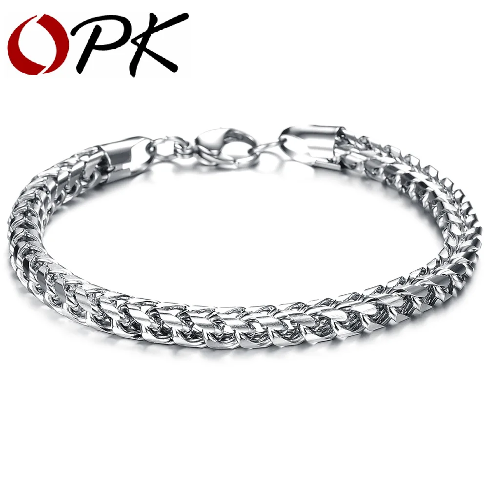 

OPK JEWELRY Cheap New Personality PUNK ROCK Bracelet Full Stainless steel Biker Chain Bracelet for Men/ Boy, 672