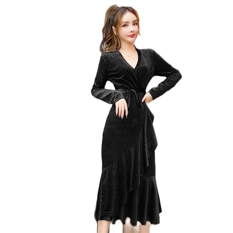 Vintage Ruched Women Casual Mermaid Dress Spring Autumn Long Sleeve Midi Dresses Elegant vestido de mujer robe femme 2021
Vintage Ruched Women Casual Mermaid Dress Spring Autumn Long Sleeve Midi Dresses Elegant vestido de mujer robe femme 2021