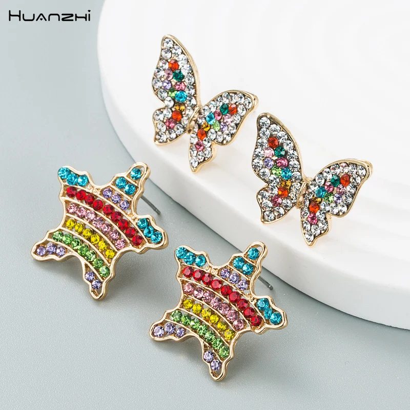 New Colorful Rhinestone Butterfly Star Stud Earrings Metal Alloy Earrings Fashion Party Travel Female Jewelry HUANZHI 2021
New Colorful Rhinestone Butterfly Star Stud Earrings Metal Alloy Earrings Fashion Party Travel Female Jewelry HUANZHI 2021