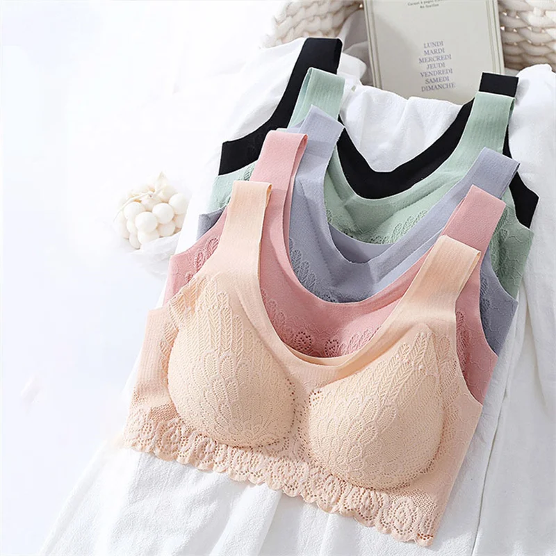 

3pcs Seamless Bras Sexy Latex One-pieces Underwear for Women Push Up Bralette Top Plus Size Soft Padded Female Intimate Vest Bra