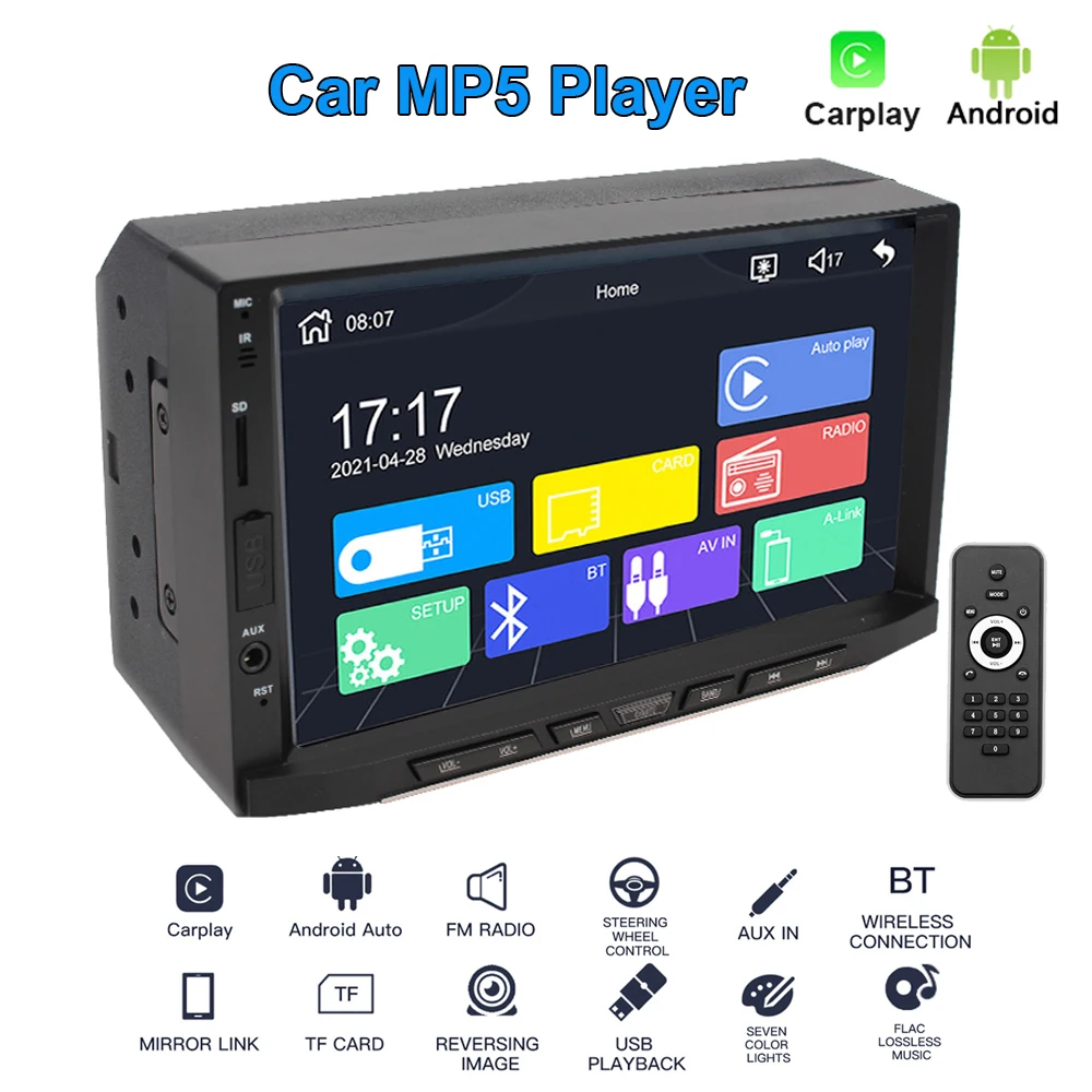 Автомагнитола для Carplay, MP5-плеер на Android, с 7-дюймовым HD экраном, с GPS, Bluetooth, 7 цветов, типоразмер 2 Din
Автомагнитола для Carplay, MP5-плеер на Android, с 7-дюймовым HD экраном, с GPS, Bluetooth, 7 цветов, типоразмер 2 Din