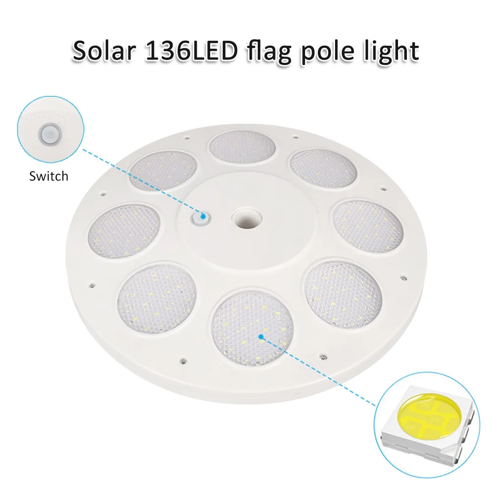 Solar Powered Energy Flag Pole Lamp With 136 LED Outdoor Waterproof Extra-Bright Garden Lamp Night Lights For Flag Pole Lighting
Solar Powered Energy Flag Pole Lamp With 136 LED Outdoor Waterproof Extra-Bright Garden Lamp Night Lights For Flag Pole Lighting