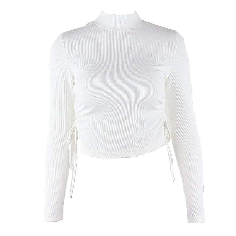 Lace Up Sexy Crop Top Woman Long Sleeve Pleated Pullover Solid Basic T-shirt Y2K Fashion Female Streetwear 2021
Lace Up Sexy Crop Top Woman Long Sleeve Pleated Pullover Solid Basic T-shirt Y2K Fashion Female Streetwear 2021
