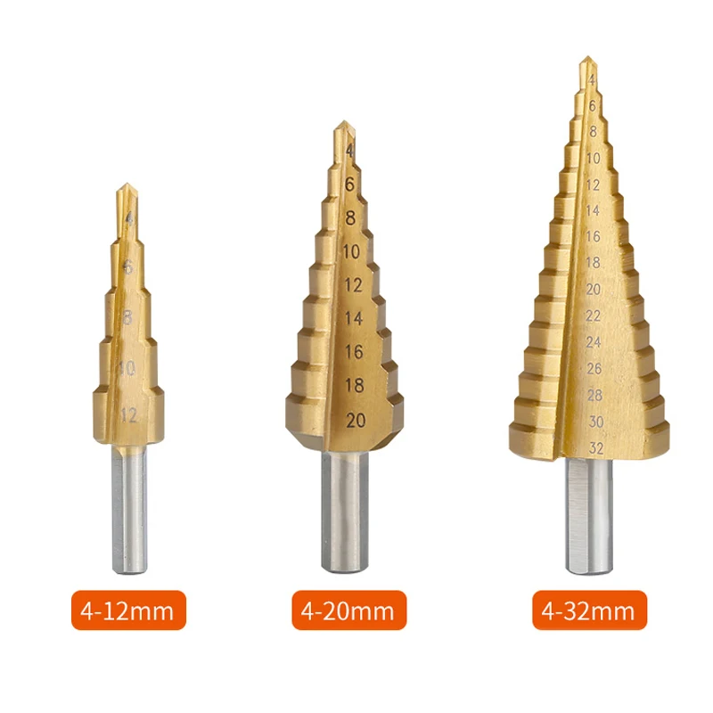 Hss 4241 6542 M35 high speed steel spiral groove step drill 4-12 / 4-20 4-32mm cone cutting tool woodworking metal | Инструменты