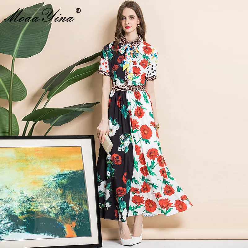 MoaaYina Fashion Designer Summer Long Vintage Dress Women's Short sleeve Turn-down Collar Floral print Elegant Party Maxi Dress
MoaaYina Fashion Designer Summer Long Vintage Dress Women's Short sleeve Turn-down Collar Floral print Elegant Party Maxi Dress