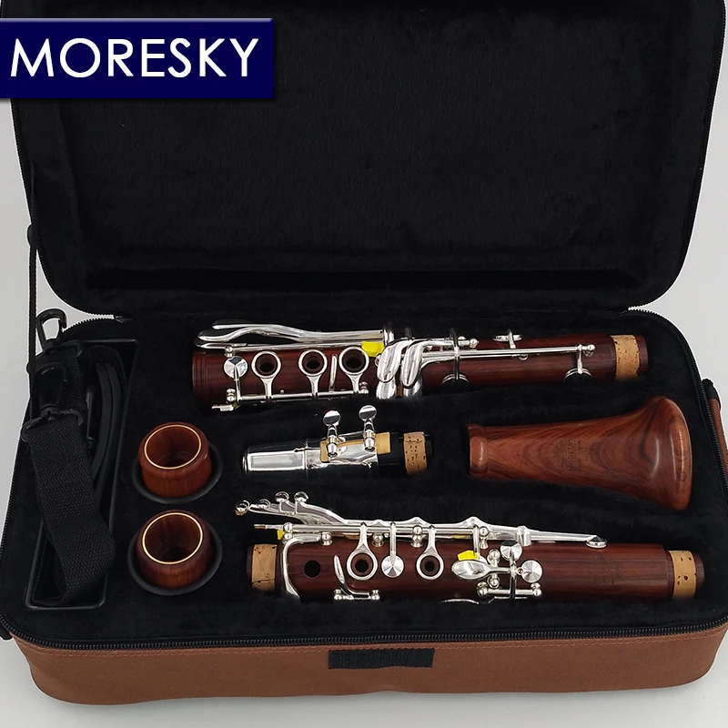 MORESKY Red Wood Professional Clarinet Bb Rosewood Clarinet Silvering keys Solid wood Sib Klarnet
MORESKY Red Wood Professional Clarinet Bb Rosewood Clarinet Silvering keys Solid wood Sib Klarnet