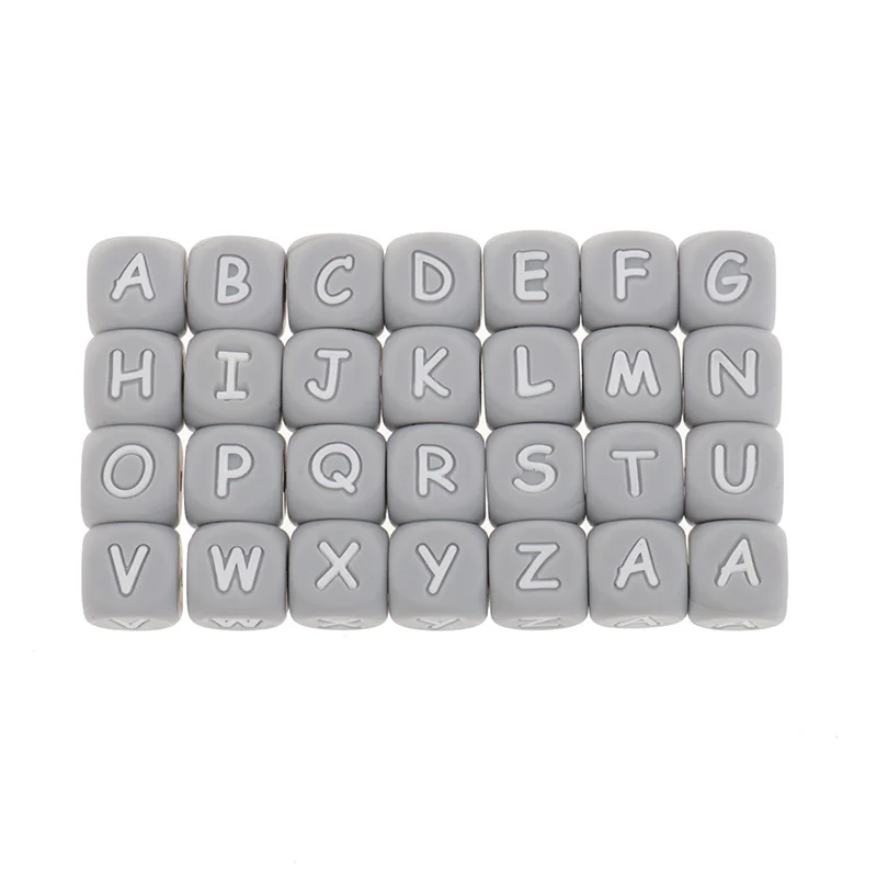 200pcs Silicone Letters Baby Teether Beads 12mm Alphabet Chewing Bead DIY Name Teething Necklace Accessories | Мать и ребенок