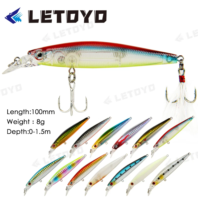 LETOYO 8g 100mm Minnow Fishing Lure Propbaits Artificial Hard Baits Floating Wobblers For Pike Bass Tackle Feather Hooks
LETOYO 8g 100mm Minnow Fishing Lure Propbaits Artificial Hard Baits Floating Wobblers For Pike Bass Tackle Feather Hooks