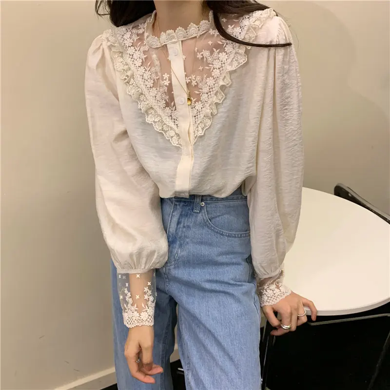 2022 Large Size Lace Elegance Stand Office Lady Tops Chic Sweet Gentle Korean Elegant Full-Sleeved All Match Shirts
2022 Large Size Lace Elegance Stand Office Lady Tops Chic Sweet Gentle Korean Elegant Full-Sleeved All Match Shirts