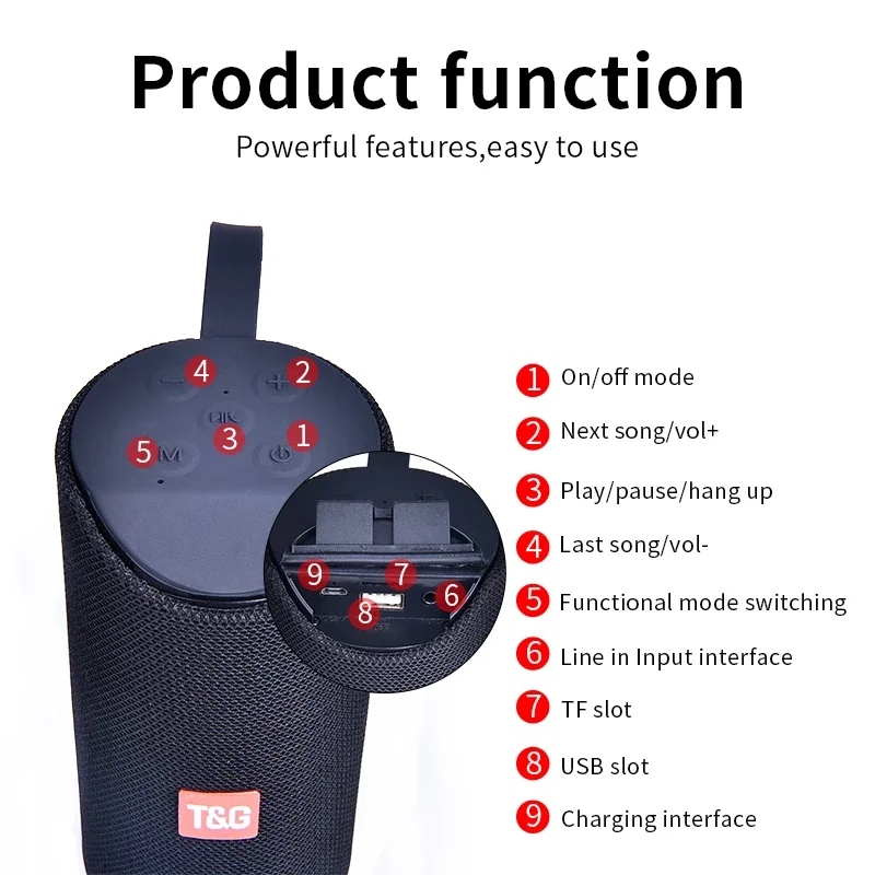 Bluetooth Speaker TG Portable Outdoor Loudspeaker Wireless Mini Column 3D 10W Stereo Music Surround Support FM TFCard Bass Box
Bluetooth Speaker TG Portable Outdoor Loudspeaker Wireless Mini Column 3D 10W Stereo Music Surround Support FM TFCard Bass Box