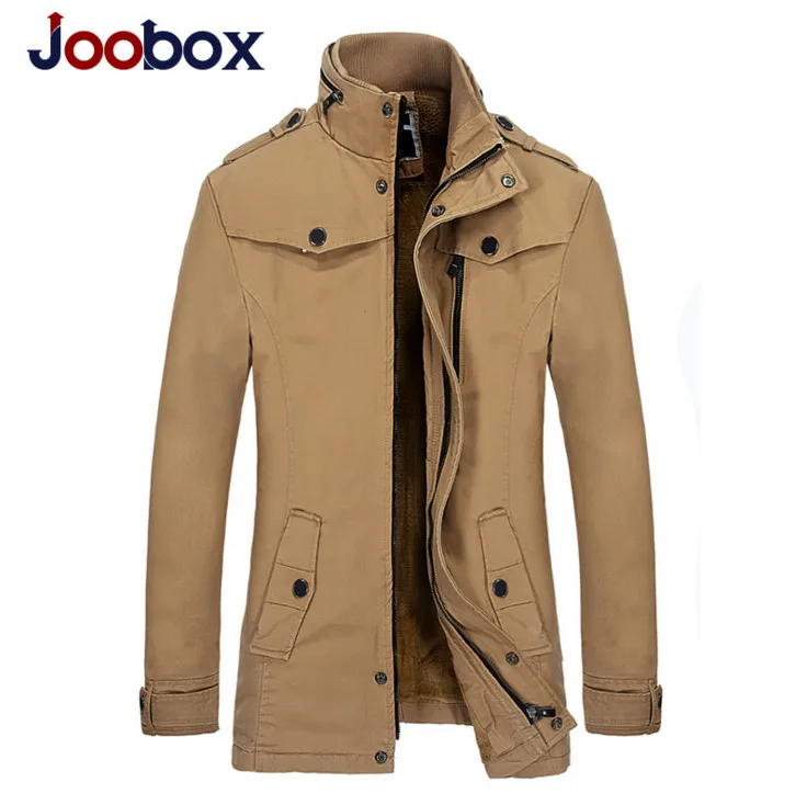 

JOOBOX Autumn Winter jacket men casual Brand clothing High quality fleece warm Mid-Long coat Army Green jackets men windbreaker