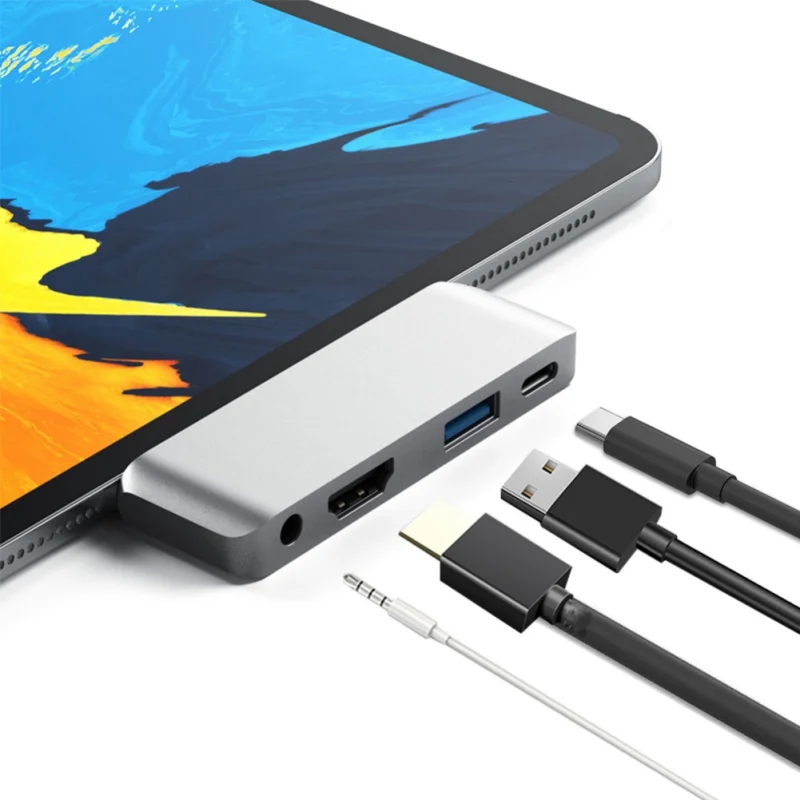 Новый USB C концентратор с 3 5 мм аудио разъем 4K HDMI Гбит/с порт 18 Вт зарядка мульти для