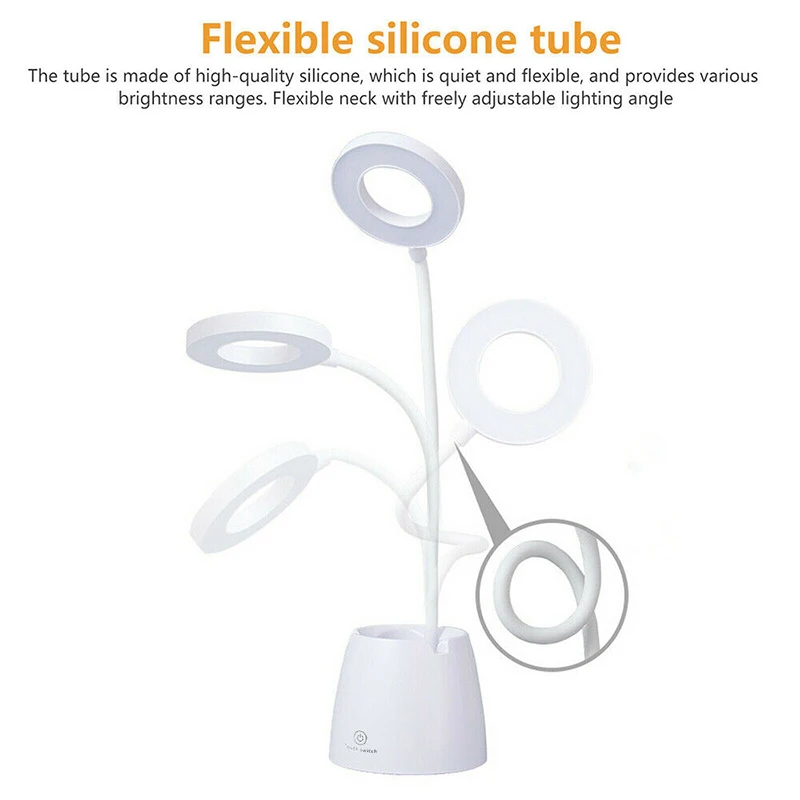 3 Lighting Modes Flexible Dimmable Touch Control Desktop Light With Pen Holder XH8Z
3 Lighting Modes Flexible Dimmable Touch Control Desktop Light With Pen Holder XH8Z