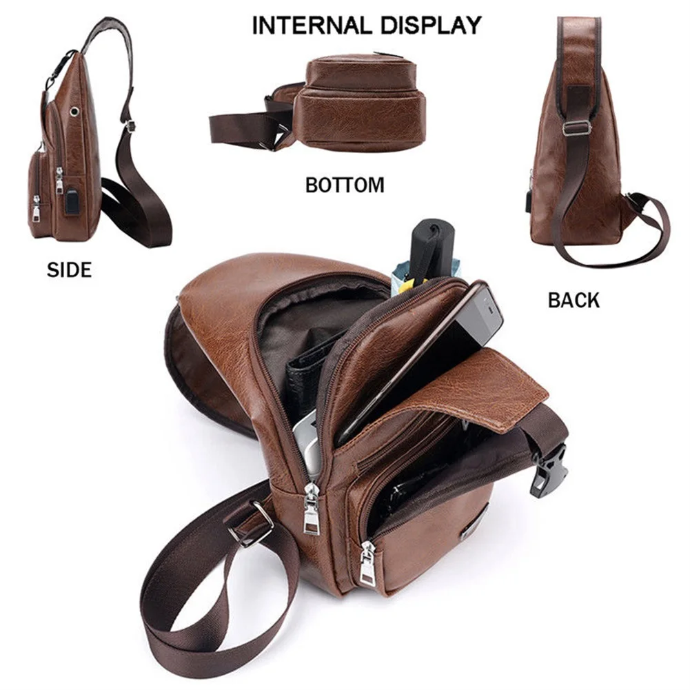 Сумка-слинг мужская кожаная на грудь через плечо | Багаж и сумки