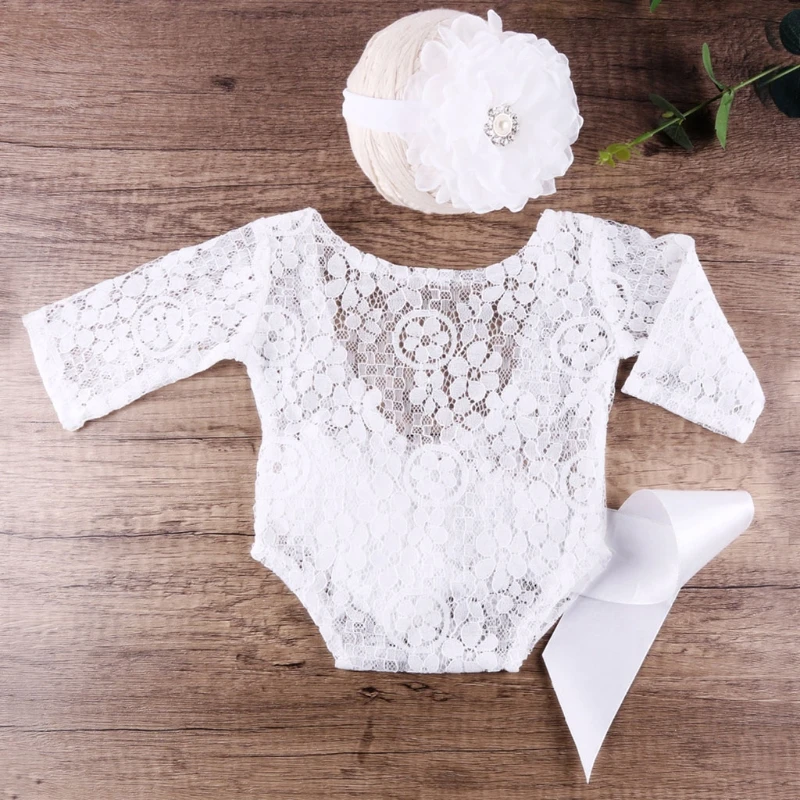 Baby Lace Romper+Headband Set Newborn Photography Props Bodysuit Jumpsuit with Flower Headdress Infants Photo Shooting
Baby Lace Romper+Headband Set Newborn Photography Props Bodysuit Jumpsuit with Flower Headdress Infants Photo Shooting