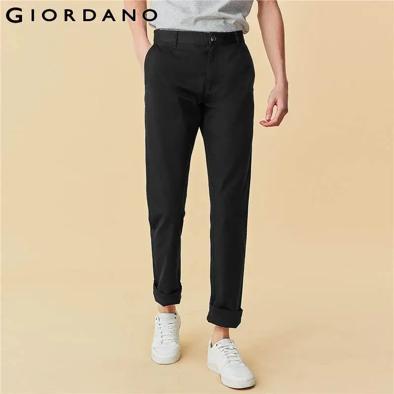 

Giordano Men Pants Solid Slim Mid Low Rise Pants Men Narrow Cuffs Zip Fly Button Breathable Calca Masculina 01110080