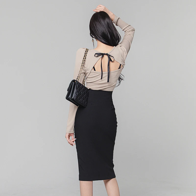 Han edition leisure round neck long sleeve T-shirt backless render unlined upper garment of tall waist skirt cultivate one's mor
Han edition leisure round neck long sleeve T-shirt backless render unlined upper garment of tall waist skirt cultivate one's mor