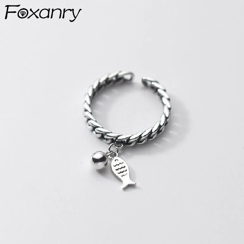 FOXANRY 925 Sterling Silver Rings for Women Fashion Vintage Hollow Chain Design Fish Pendant Thai Silver Jewelry Birthday Gifts
FOXANRY 925 Sterling Silver Rings for Women Fashion Vintage Hollow Chain Design Fish Pendant Thai Silver Jewelry Birthday Gifts