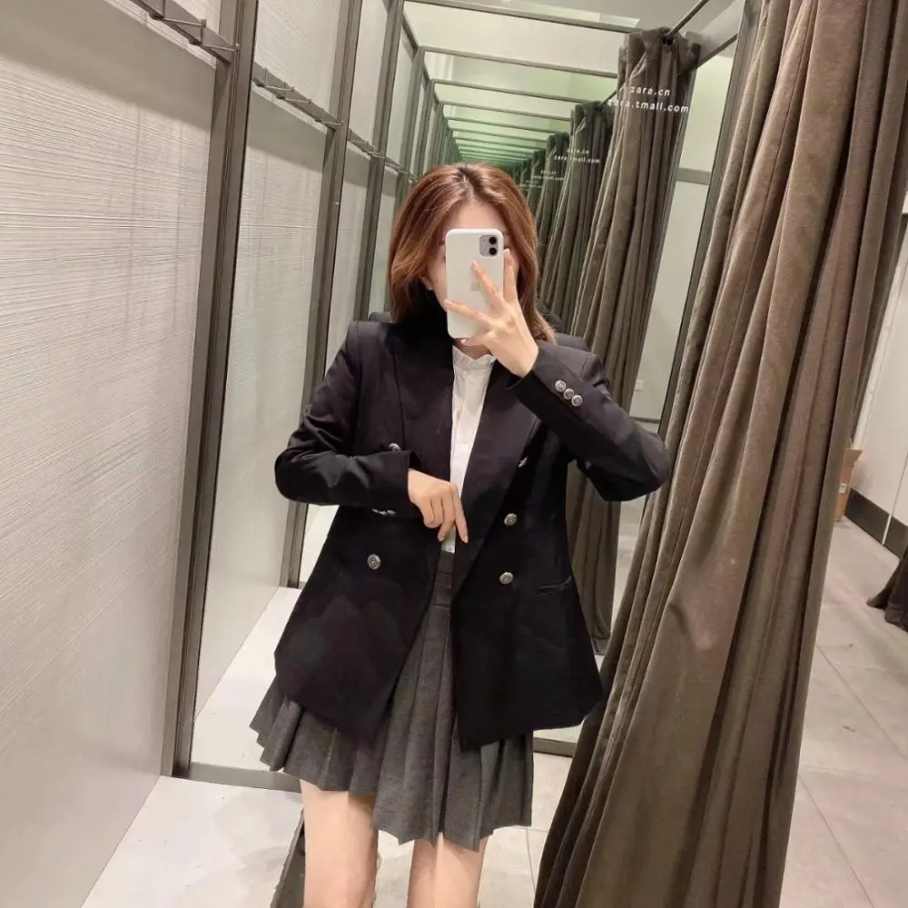 Vintage Double Breasted Blazer Feminino England Simple Solid Casual Blazer Women Blazer Mujer Women Blazers And Jackets
Vintage Double Breasted Blazer Feminino England Simple Solid Casual Blazer Women Blazer Mujer Women Blazers And Jackets