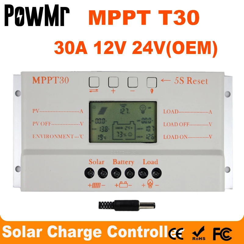 MPPT 30A Solar Charge Controller 5V USB Charger 12V 24V Auto Solar Panel Battery LCD Charger Regulator MPPT 30Amps PV System
MPPT 30A Solar Charge Controller 5V USB Charger 12V 24V Auto Solar Panel Battery LCD Charger Regulator MPPT 30Amps PV System