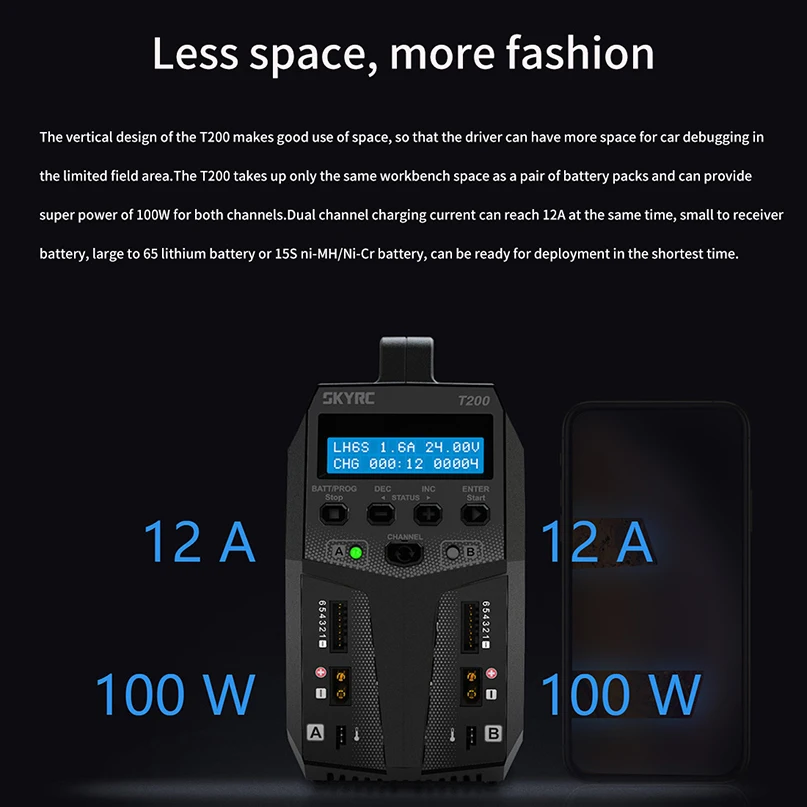 Original SKYRC T200 2X100W 12A AC/DC DUAL Battery Balance Charger for 1-6S Lipo/LiHV/LiFe/LiIon Battery DIY Accessories
Original SKYRC T200 2X100W 12A AC/DC DUAL Battery Balance Charger for 1-6S Lipo/LiHV/LiFe/LiIon Battery DIY Accessories