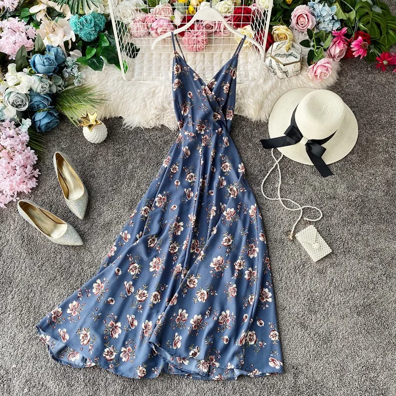 Fashion Ladies 2021 New Spring Summer Casaul Dress Floral V Neck Spaghetti Strap Sexy Long Length Backless Dress
Fashion Ladies 2021 New Spring Summer Casaul Dress Floral V Neck Spaghetti Strap Sexy Long Length Backless Dress