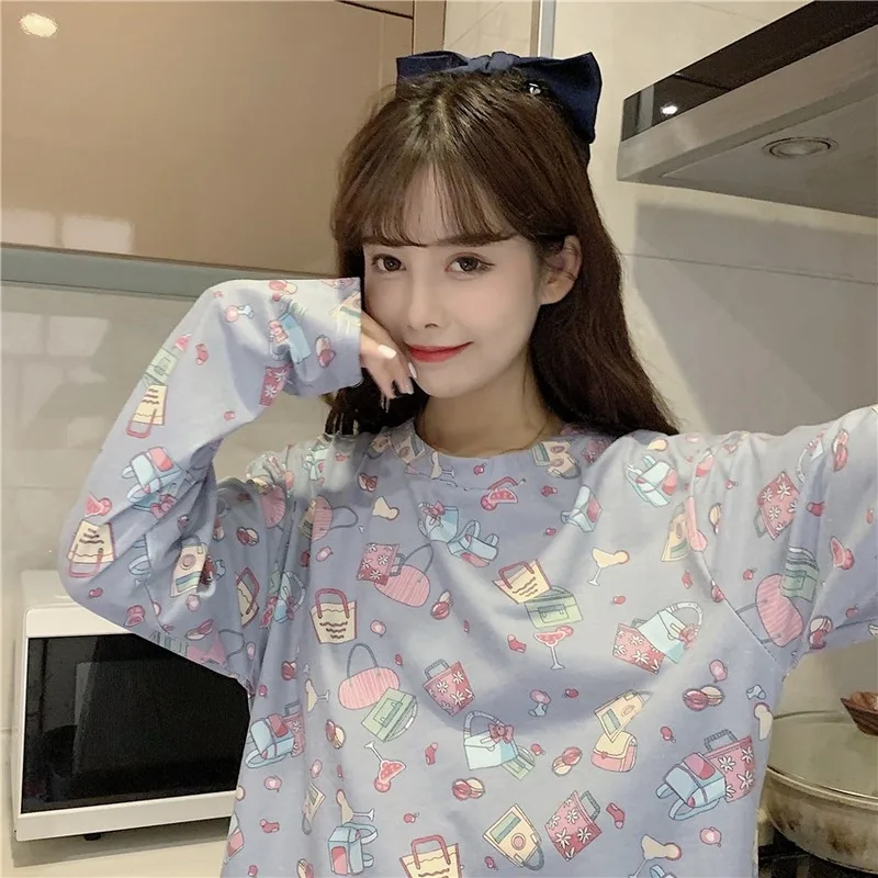 Women Pajama Sets Long Sleeve and Pants Print Sweet Lovely Sleepwear Spring Autumn Night Wear Korean Style Ulzzang Home Clothing
Women Pajama Sets Long Sleeve and Pants Print Sweet Lovely Sleepwear Spring Autumn Night Wear Korean Style Ulzzang Home Clothing