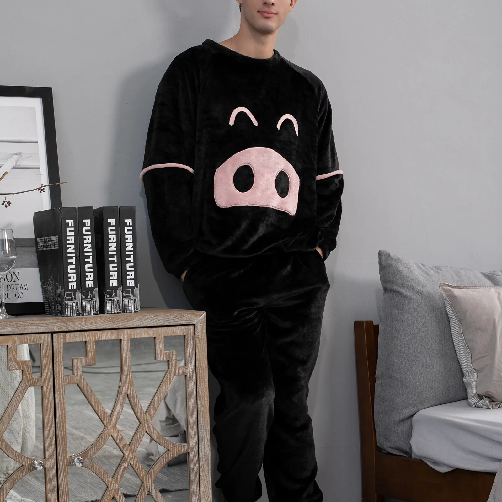 Lovely Couple Pajamas Unisex Sleepwear Winter Flannel Print Pocket Long Sleeve+ Long Pants Pajama Suit
Lovely Couple Pajamas Unisex Sleepwear Winter Flannel Print Pocket Long Sleeve+ Long Pants Pajama Suit