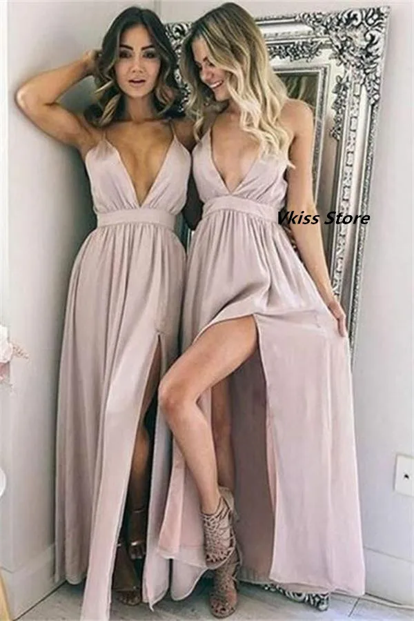Sexy Simple V Neck Bridesmaid Dresses 2022 Side Slit Chiffon Floor Length Party Dress High Quality Vestidos De Noche Custom Made
Sexy Simple V Neck Bridesmaid Dresses 2022 Side Slit Chiffon Floor Length Party Dress High Quality Vestidos De Noche Custom Made