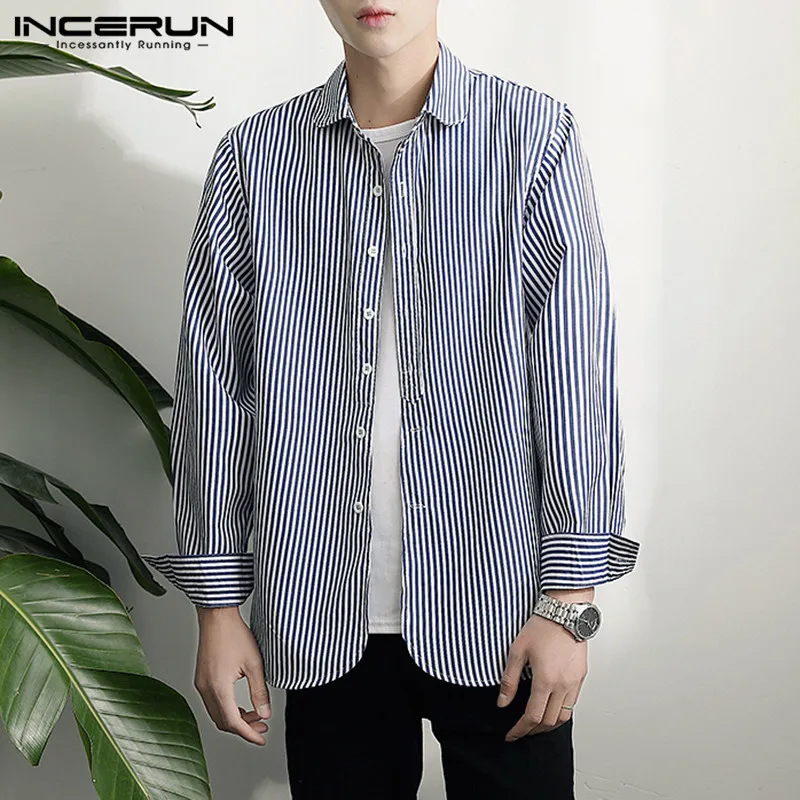 Men Striped Shirt Turn Down Collar Long Sleeve 2021 Casual Blouse Korean Style Button Fashion Camisas Hombre Streetwear INCERUN
Men Striped Shirt Turn Down Collar Long Sleeve 2021 Casual Blouse Korean Style Button Fashion Camisas Hombre Streetwear INCERUN