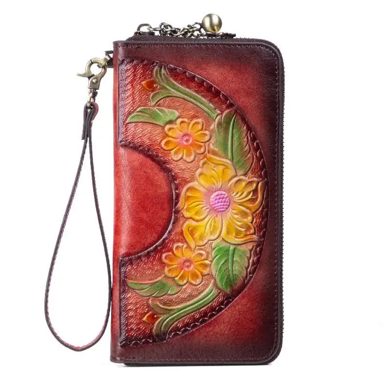 New Women Wallet First Layer Cow Leather Retro Embossed Long Large Clutch Wallets Leisure Floral Phone Purse
New Women Wallet First Layer Cow Leather Retro Embossed Long Large Clutch Wallets Leisure Floral Phone Purse