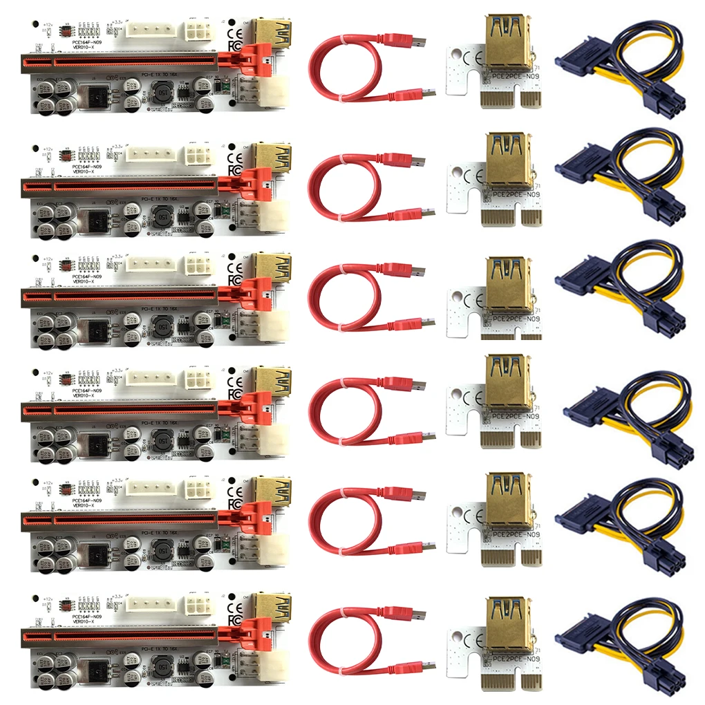 6Pcs Riser 010 USB 3.0 PCI-E Riser VER010-X Express Cable cabo SATA to 6Pin Connector for Graphics Video Card Bitcoin Mining
6Pcs Riser 010 USB 3.0 PCI-E Riser VER010-X Express Cable cabo SATA to 6Pin Connector for Graphics Video Card Bitcoin Mining