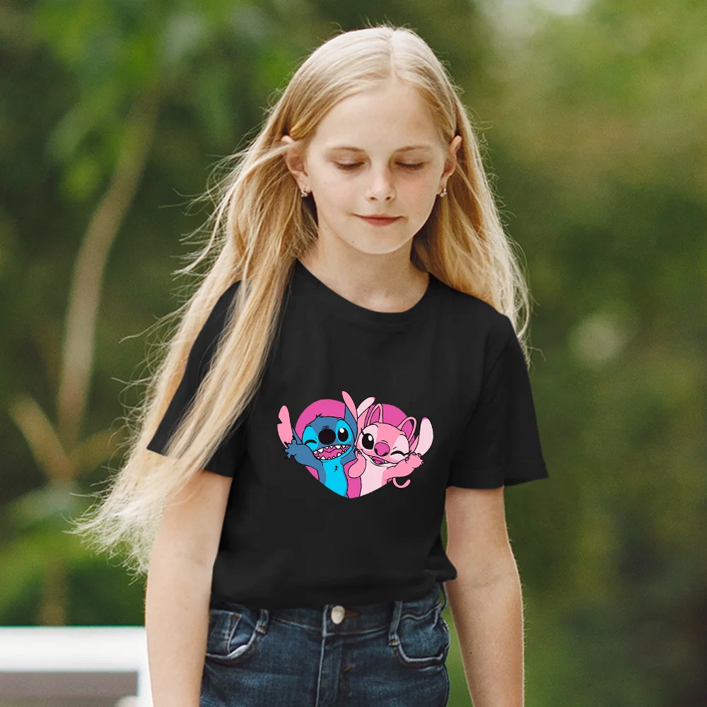 Детский топ Kawaii с принтом Диснея летние новые продукты черные белые футболки