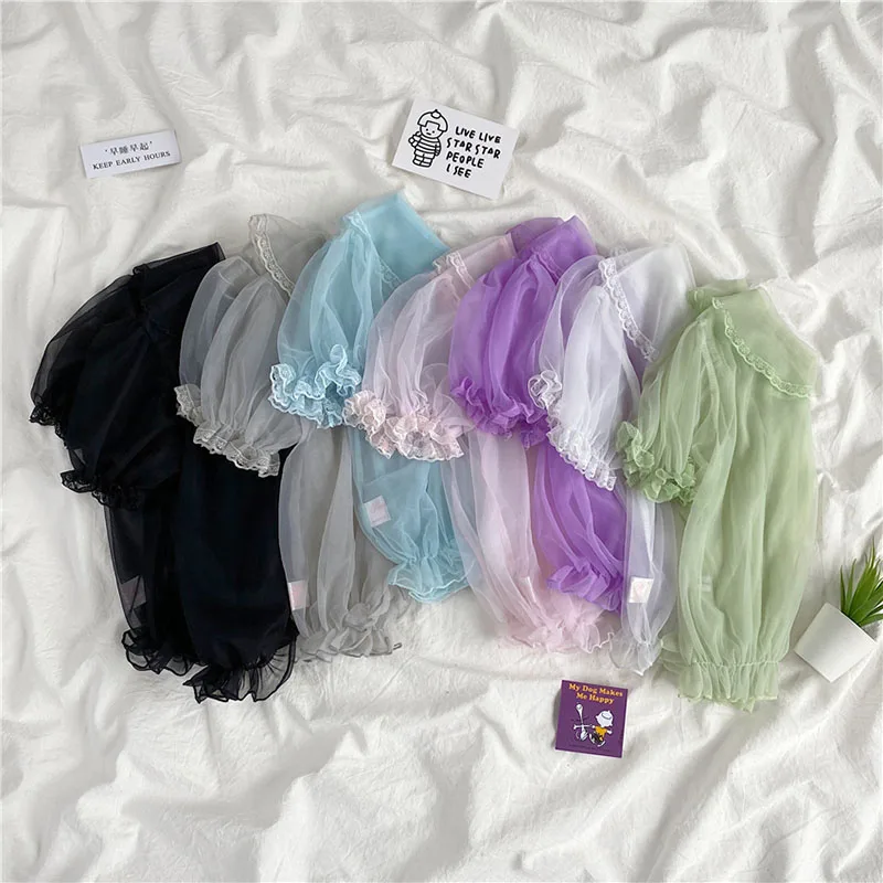 Women Sheer Mesh Short Sleeve Tops Transparent Sweet Princess Lolita Kawaii Lace Mesh Tops Mori Girl Bottom Blouse
Women Sheer Mesh Short Sleeve Tops Transparent Sweet Princess Lolita Kawaii Lace Mesh Tops Mori Girl Bottom Blouse