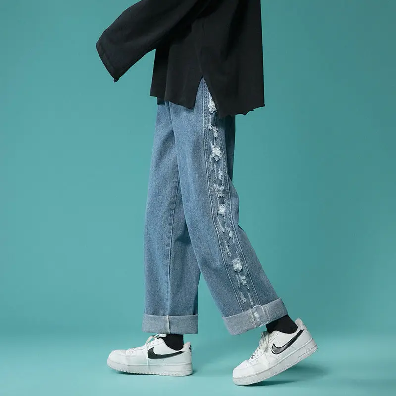 Spring Summer Wide-leg Jeans Men's Fashion Blue Ripped Jeans Men Streetwear Loose Hip-hop Hole Straight Denim Trousers Mens
Spring Summer Wide-leg Jeans Men's Fashion Blue Ripped Jeans Men Streetwear Loose Hip-hop Hole Straight Denim Trousers Mens