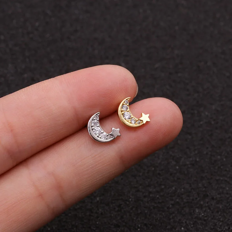 1PCS Gift Moon Star Crown Cz Ear Studs Helix Piercing Cartilage Earring Conch Rook Tragus Stud Ear Piercing Jewelry
1PCS Gift Moon Star Crown Cz Ear Studs Helix Piercing Cartilage Earring Conch Rook Tragus Stud Ear Piercing Jewelry