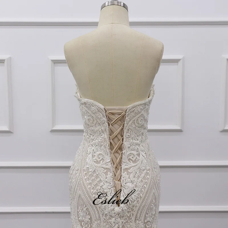 Eslieb Long Train Lace appliques mermaid wedding dresses Lace up back wedding dress 2020 vestido de noiva