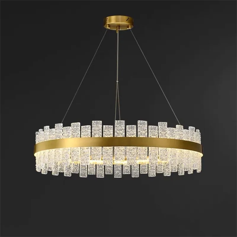 Luxury Round Crystal Chandelier Postmodern Water Corrugated Glass Hanging Lamp Living Room Dining Bedroom Led Suspension Light
Luxury Round Crystal Chandelier Postmodern Water Corrugated Glass Hanging Lamp Living Room Dining Bedroom Led Suspension Light