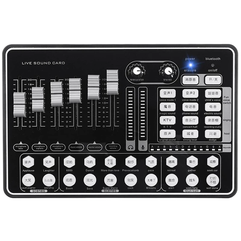 Bluetooth Sound Card USB Headset Microphone Webcast Live Sound Card Interface External 20 Sound Effects for Home Stage
Bluetooth Sound Card USB Headset Microphone Webcast Live Sound Card Interface External 20 Sound Effects for Home Stage