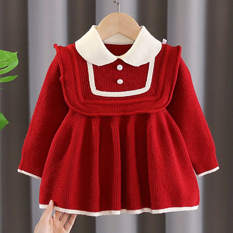 Трикотажное платье-свитер для маленьких девочек на осень/зиму - купить по