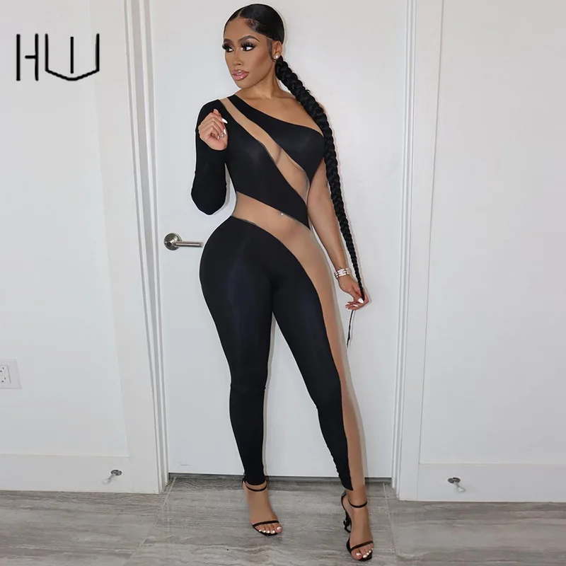 Women's New Sexy One-shoulder Contrast Color Mesh Stitching High Waist Tight-fitting Casual Jumpsuit Clubwear Streetwear Romber
Women's New Sexy One-shoulder Contrast Color Mesh Stitching High Waist Tight-fitting Casual Jumpsuit Clubwear Streetwear Romber