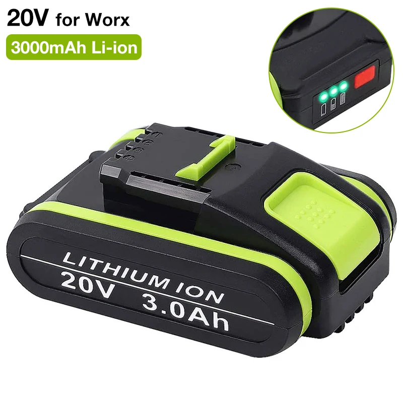 20V 3000mAh Li-Ion Rechargeable Replacement Battery for Worx Power Tool WA3551 WA3553 WX390 WX176 WX178 WX550 WX386 WX678 WG169E
20V 3000mAh Li-Ion Rechargeable Replacement Battery for Worx Power Tool WA3551 WA3553 WX390 WX176 WX178 WX550 WX386 WX678 WG169E
