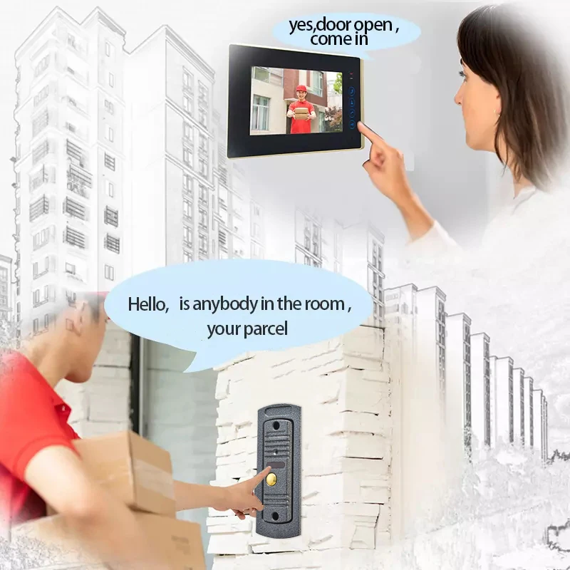 AnjielaSmart 7 inch home phone Video Doorbell Door phone Record Intercom System Infrared Night Vision Camera with 16G TF Card 
AnjielaSmart 7 inch home phone Video Doorbell Door phone Record Intercom System Infrared Night Vision Camera with 16G TF Card