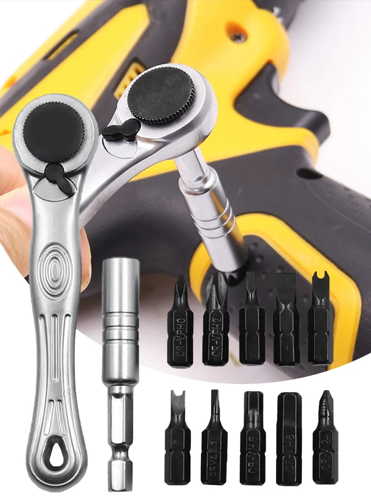 12Pcs Ratchet Wrench Screwdriver Bit Set With Y-Shaped/Crossed/Slotted/Torx Bits Household Appliance Mini Repair Hand Tools
12Pcs Ratchet Wrench Screwdriver Bit Set With Y-Shaped/Crossed/Slotted/Torx Bits Household Appliance Mini Repair Hand Tools