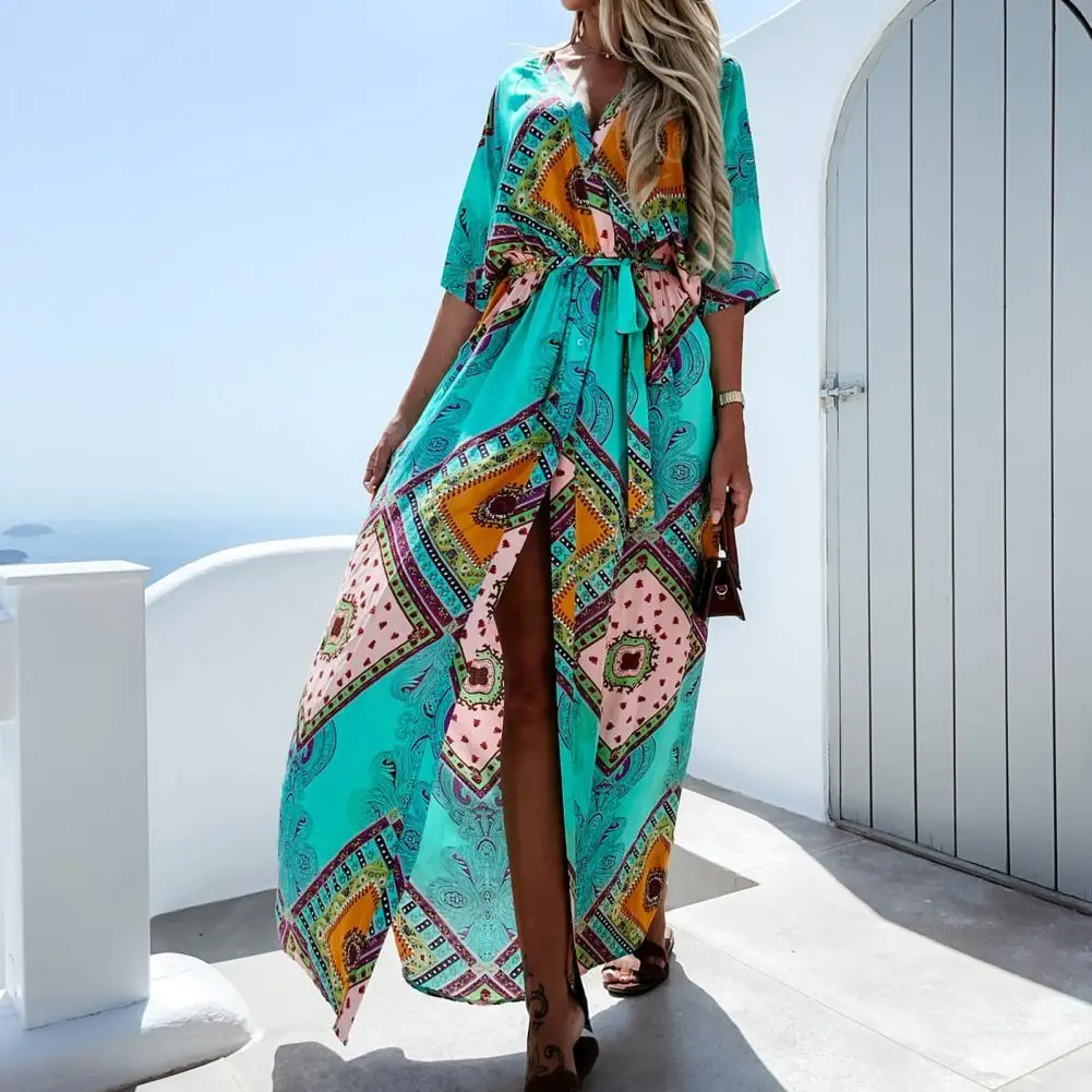 2021 Sexy Women Fashion Print Boho Dress Casual V Neck Lace-Up Retro Pattern Party Dress Elegant Button High Split Long Dress XL
2021 Sexy Women Fashion Print Boho Dress Casual V Neck Lace-Up Retro Pattern Party Dress Elegant Button High Split Long Dress XL