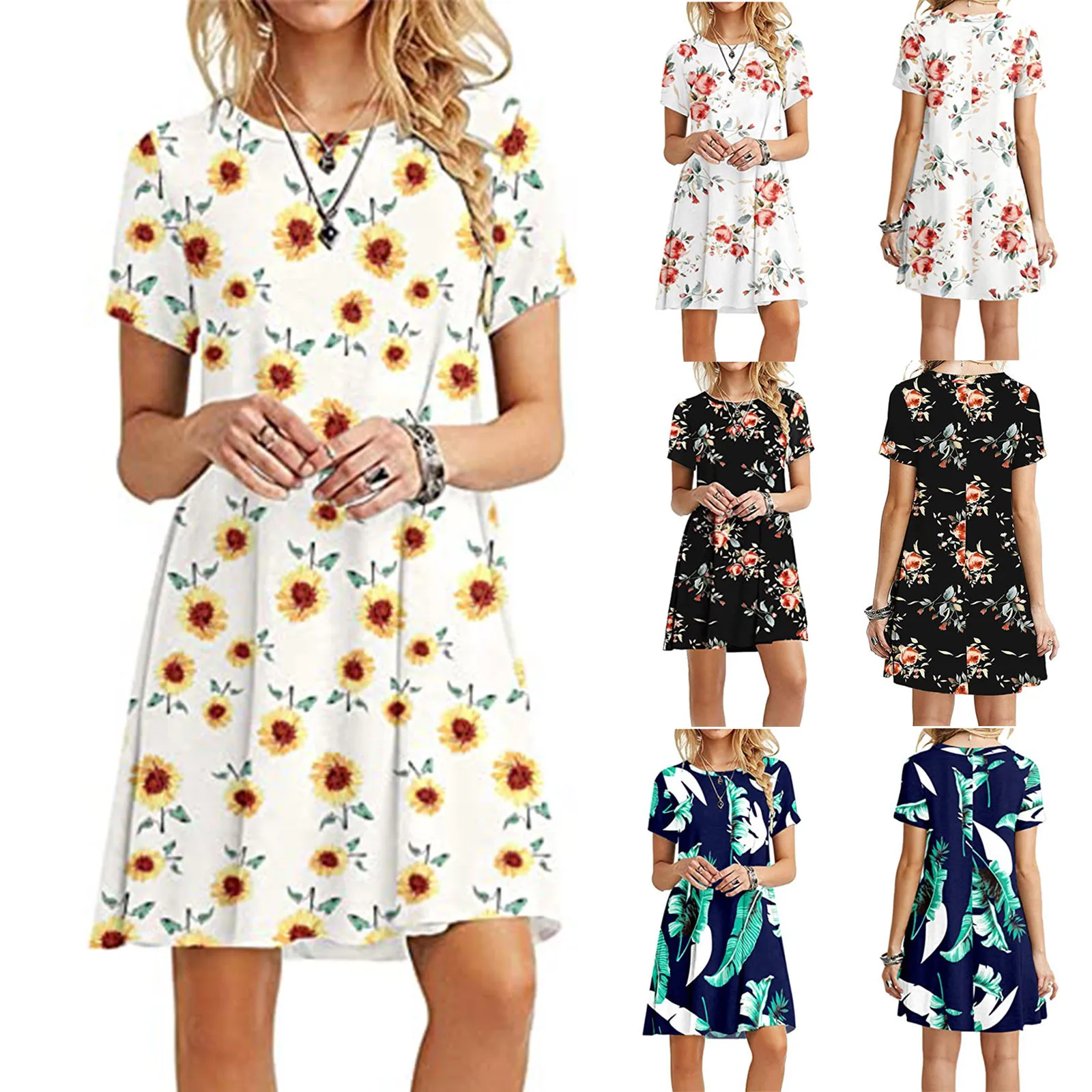 ladies floral dress Women plus size Casual Short Sleeve O-Neck dresses female summer large size Loose Midi beach Dress vestidos
ladies floral dress Women plus size Casual Short Sleeve O-Neck dresses female summer large size Loose Midi beach Dress vestidos