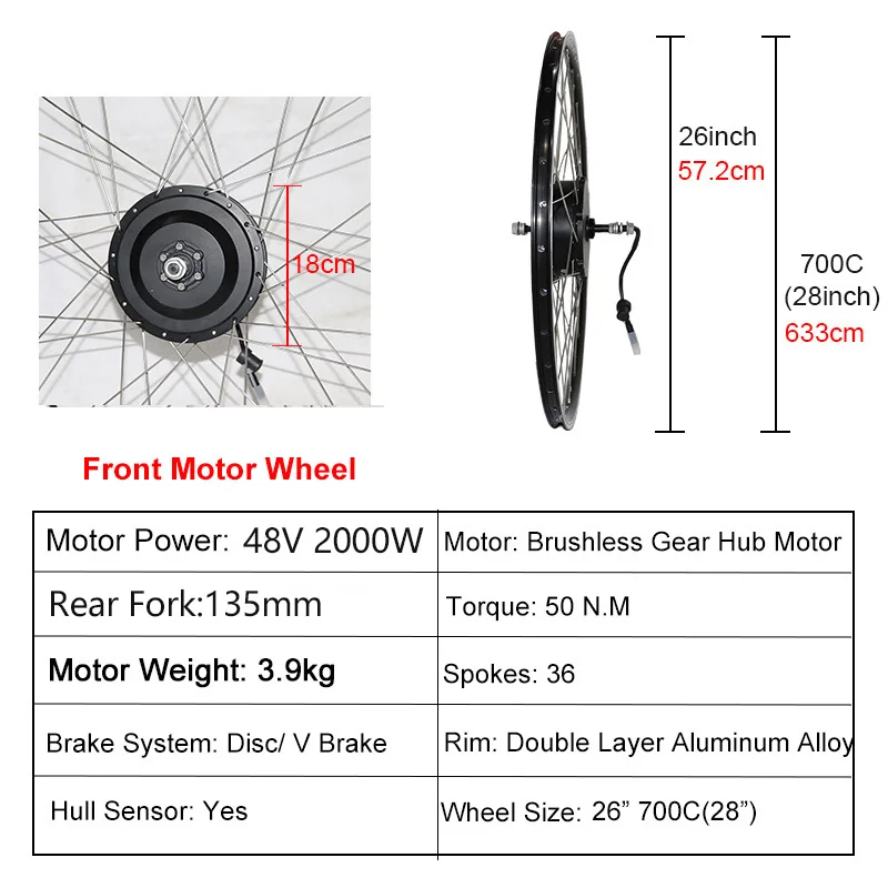 No TAX Ebike Kit 48V 2000 W Powerful Electric Bike Conversion Kit with Battery 26inch 700C Waterproof Rear Electric Motor Wheel
No TAX Ebike Kit 48V 2000 W Powerful Electric Bike Conversion Kit with Battery 26inch 700C Waterproof Rear Electric Motor Wheel
