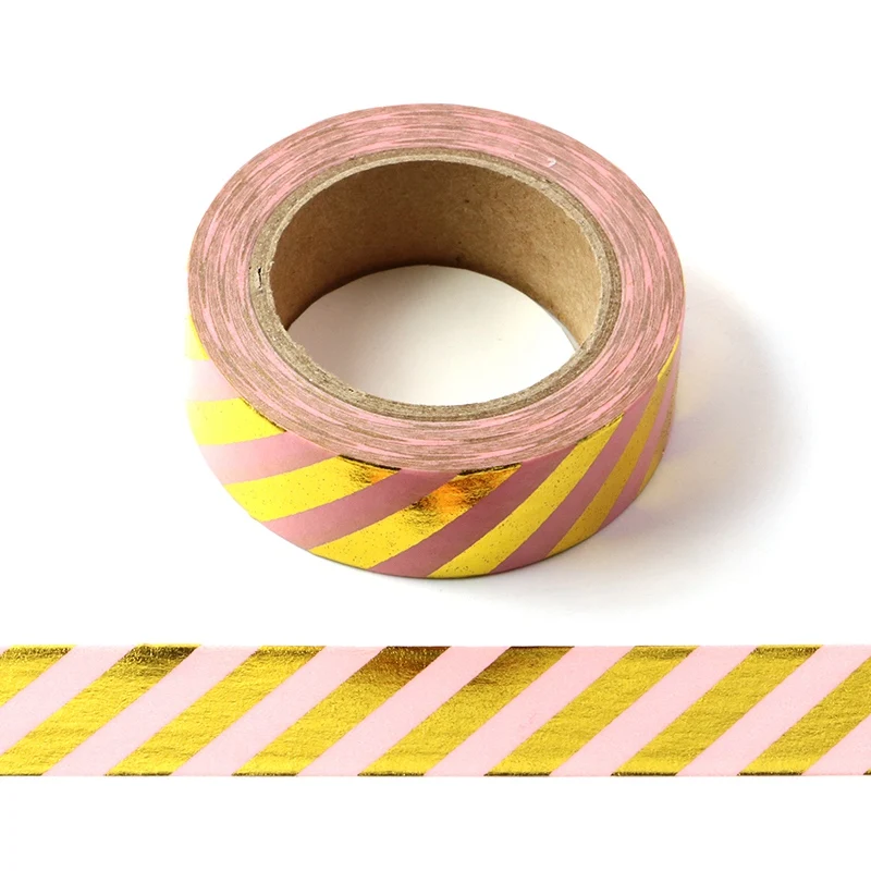 10M Cute Decorative Gold Foil Washi Tape Pink Stripes DIY Scrapbooking Sticker Label Japanese Masking tape School Office Supply
10M Cute Decorative Gold Foil Washi Tape Pink Stripes DIY Scrapbooking Sticker Label Japanese Masking tape School Office Supply